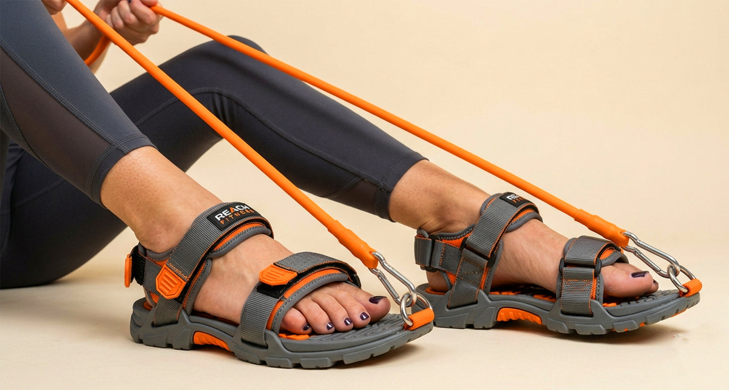 Close-up of foot pedal anchor for resistance band