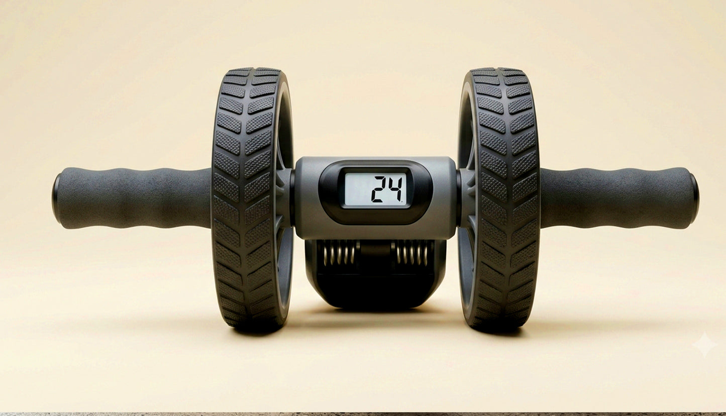 Elbow Support Automatic Rebound Abdominal Wheel Core Muscle Ab Trainer with Counter Display Fitness Exercise Roller Wheel