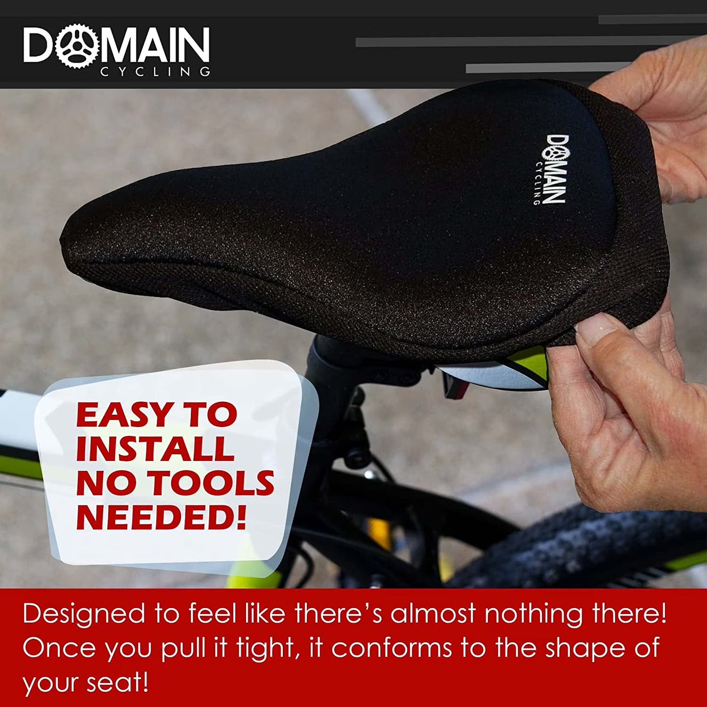 Gel Bike Seat Cushion Cover for Indoor & Outdoor Bikes, 10.5 X 7 In