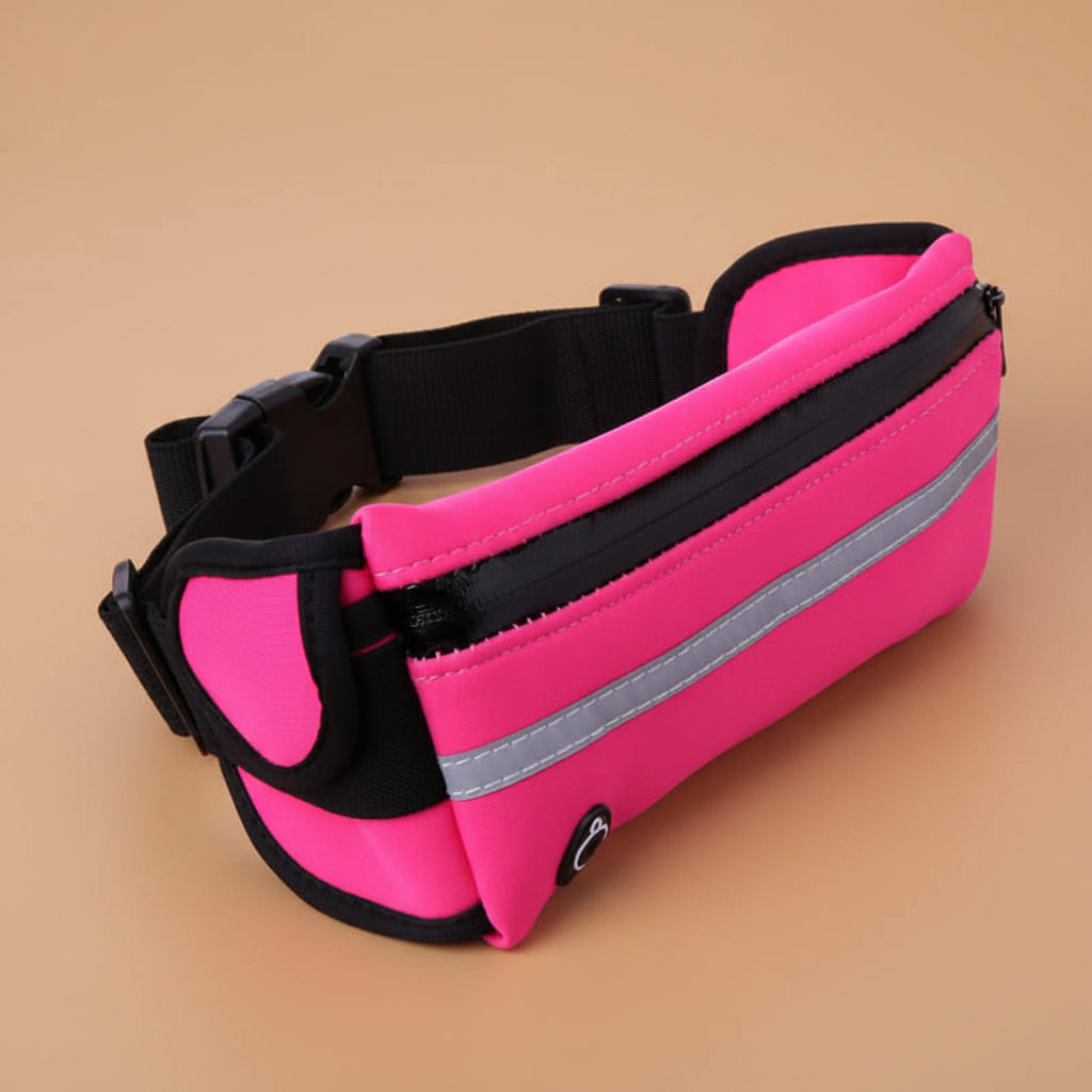 Velocity water-resistant sports running belt and fanny pack - full product view pink