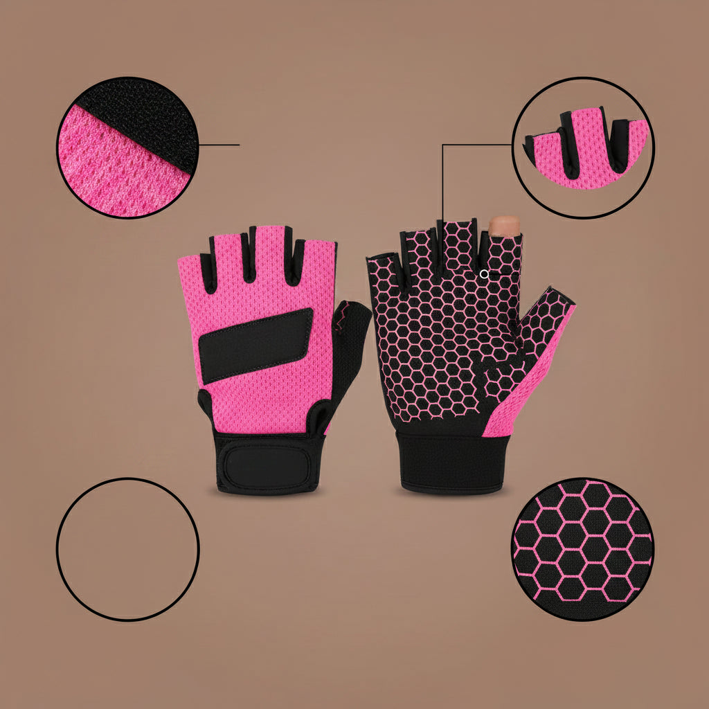 Summer Women Men Silicone Non-Slip Sweat-Proof Breathable Fitness Sports Outdoor Bike Half-Finger Gloves Gym Power Bicycle Glove
