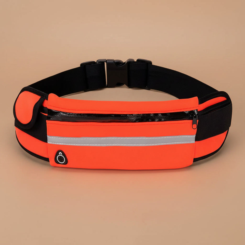 Velocity water-resistant sports running belt and fanny pack - full product view orange