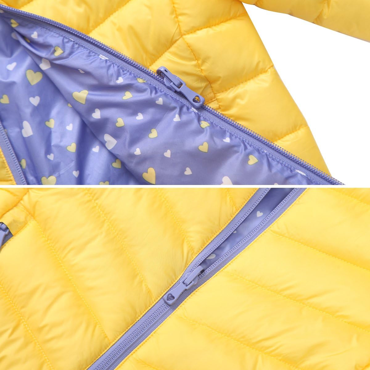 Girls' Reversible Lightweight Puffer Jacket Hooded Water-Resistant Winter Coat