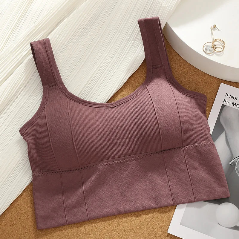 Women Seamless Sports Bra Breathable Fitness Crop Top Beautiful Back Push up Underwear Slim Elastic Sleeveless Vest