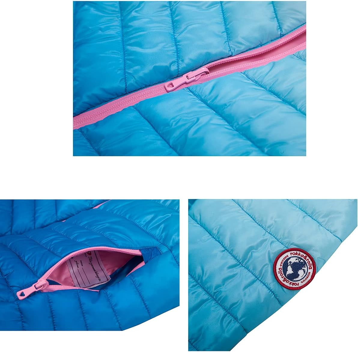 Girls' Reversible Lightweight Puffer Jacket Hooded Water-Resistant Winter Coat