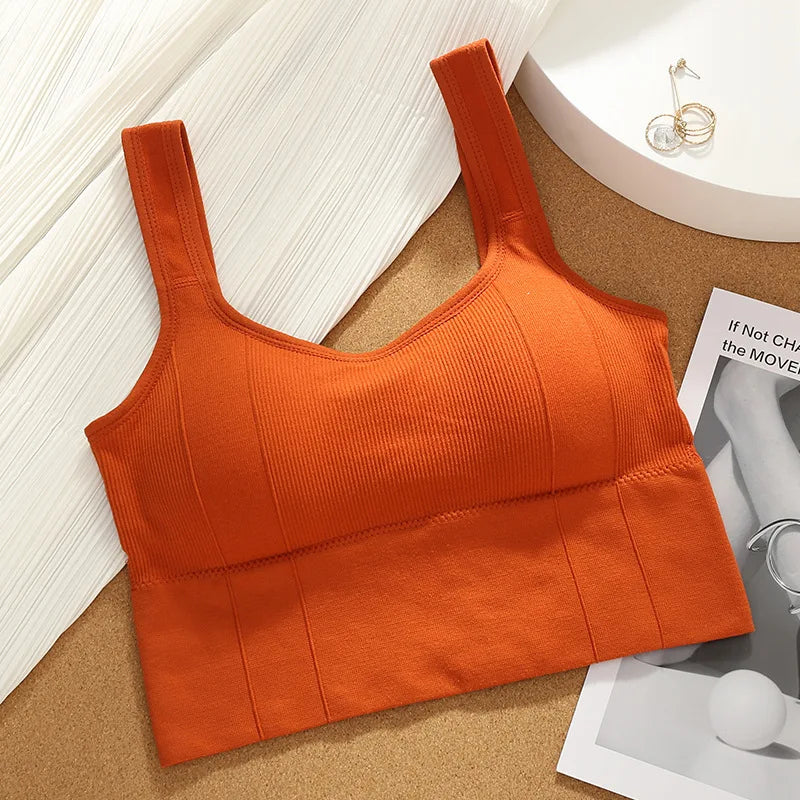 Women Seamless Sports Bra Breathable Fitness Crop Top Beautiful Back Push up Underwear Slim Elastic Sleeveless Vest