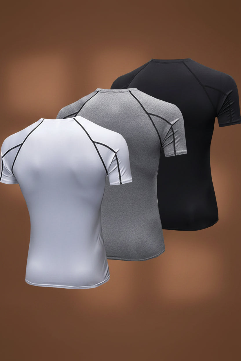 3 Pack Men'S Short Sleeve Tee Sport Compression Shirts, Casual Breathable Sweat Absorbent T-Shirt for Gym Workout Running, Men'S Sportswear for Summer