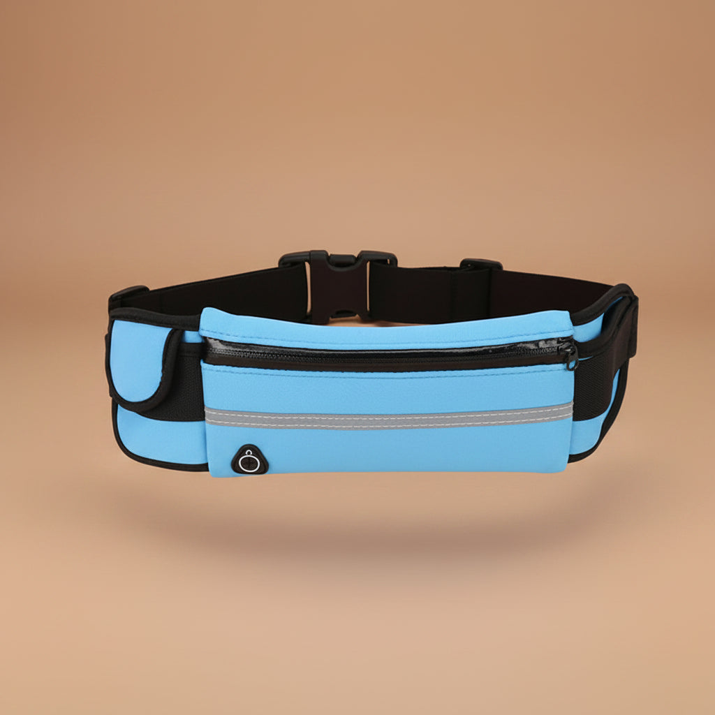 Velocity water-resistant sports running belt and fanny pack - full product view blue