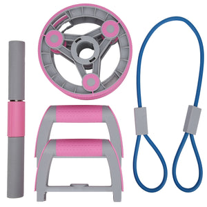 Abdominal wheel and pull strap set for home gym fitness training