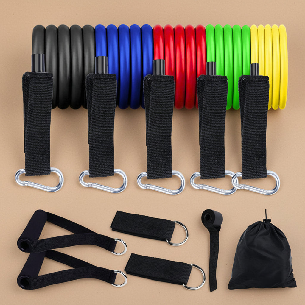 11-piece resistance band set with handles and attachments