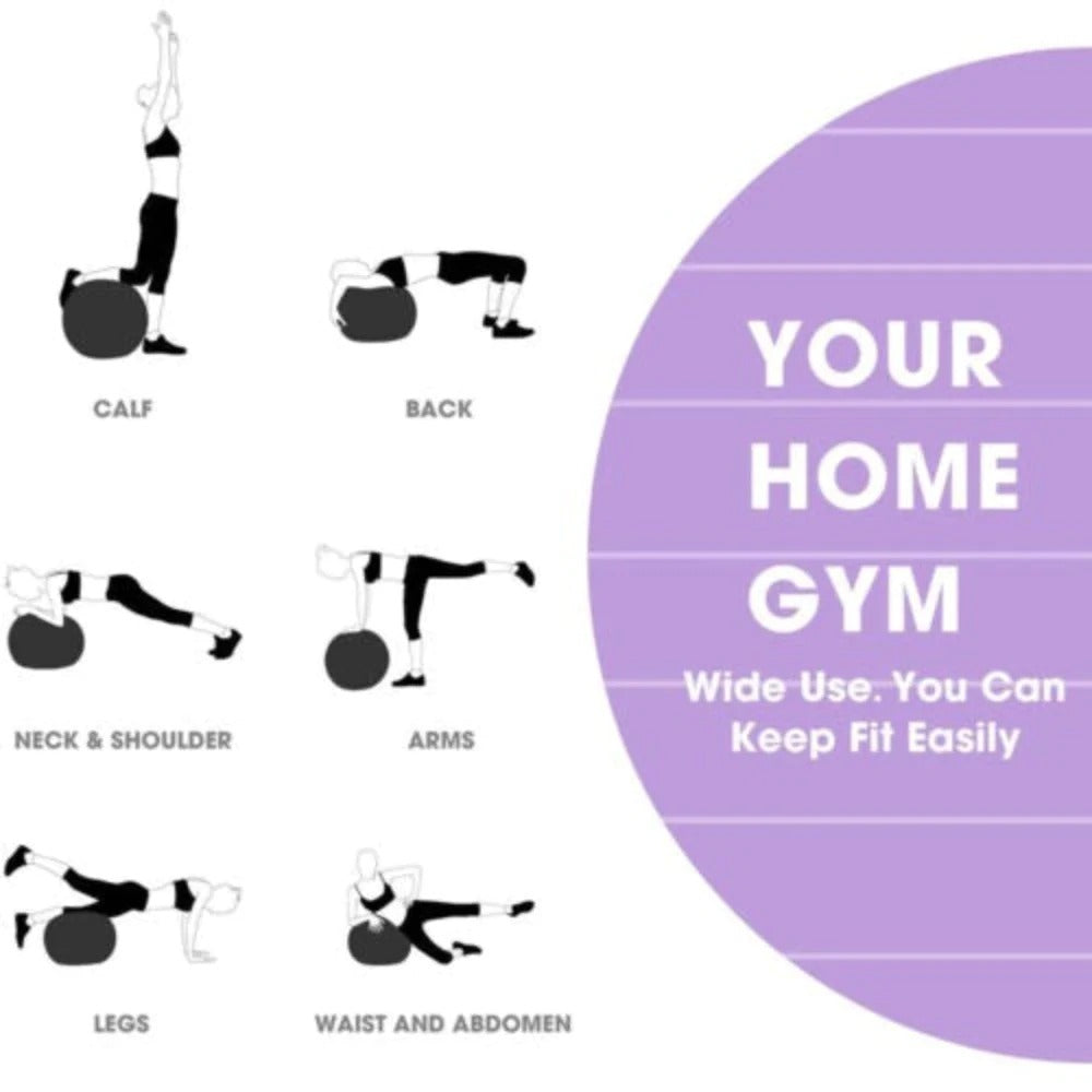 Home exercise yoga ball for balance and fitness workouts - in use