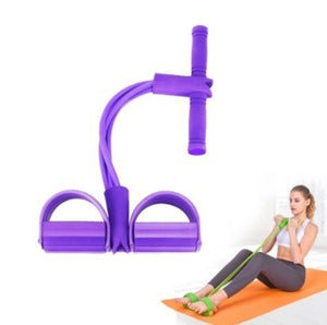 Fitness resistance band with foot pedal - full product view