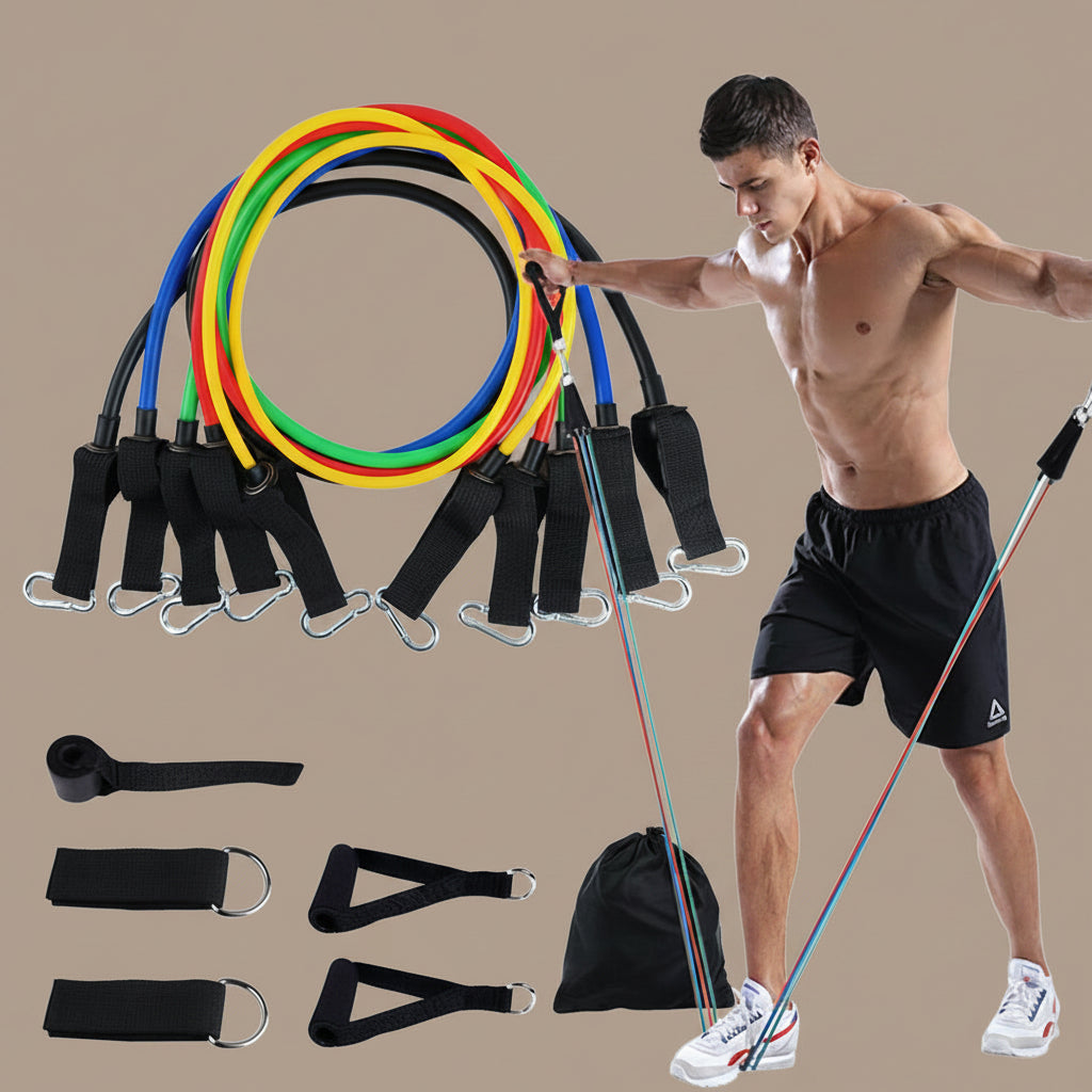 11-piece fitness resistance band set - product overview