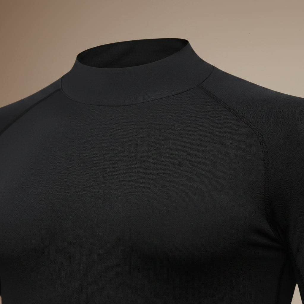 2 Pack Compression Tops for Men Long Sleeve Mens Running Top Quick Dry Turtleneck Base Layer Top for Gym Sports Fitness Workout Cycling Footbal