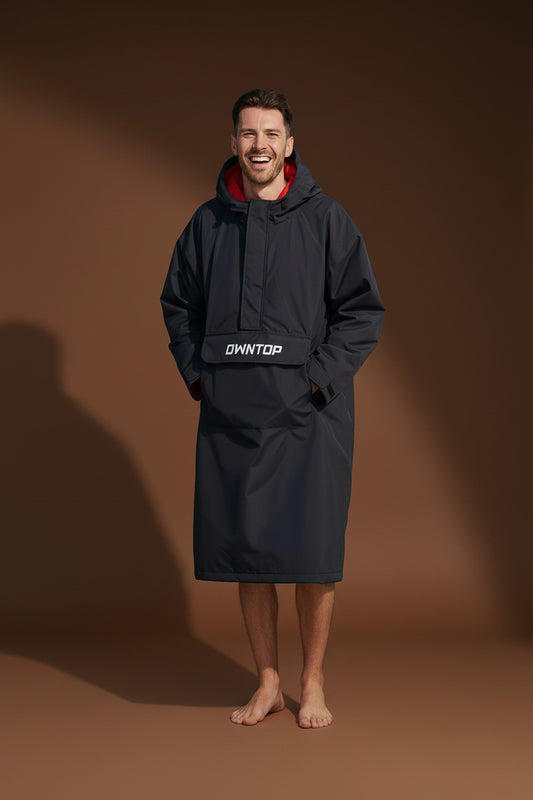 Swim Parka Waterproof Youth Adult | Front Pocket & Extendable Hem | Sherpa Fleece | Changing Coat for Beach Pool