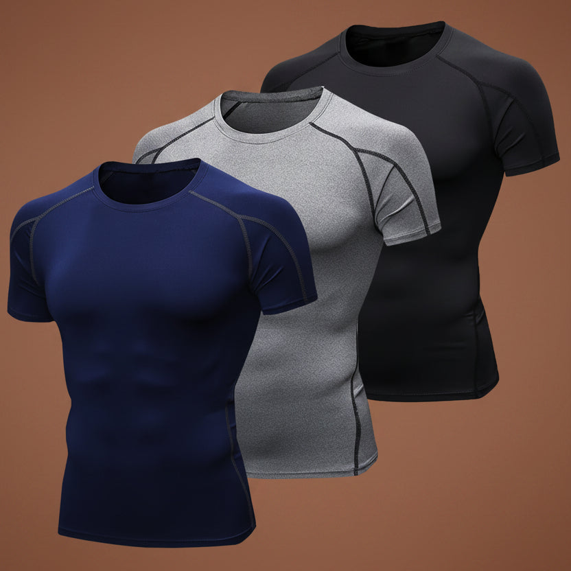 3 Pack Men'S Short Sleeve Tee Sport Compression Shirts, Casual Breathable Sweat Absorbent T-Shirt for Gym Workout Running, Men'S Sportswear for Summer