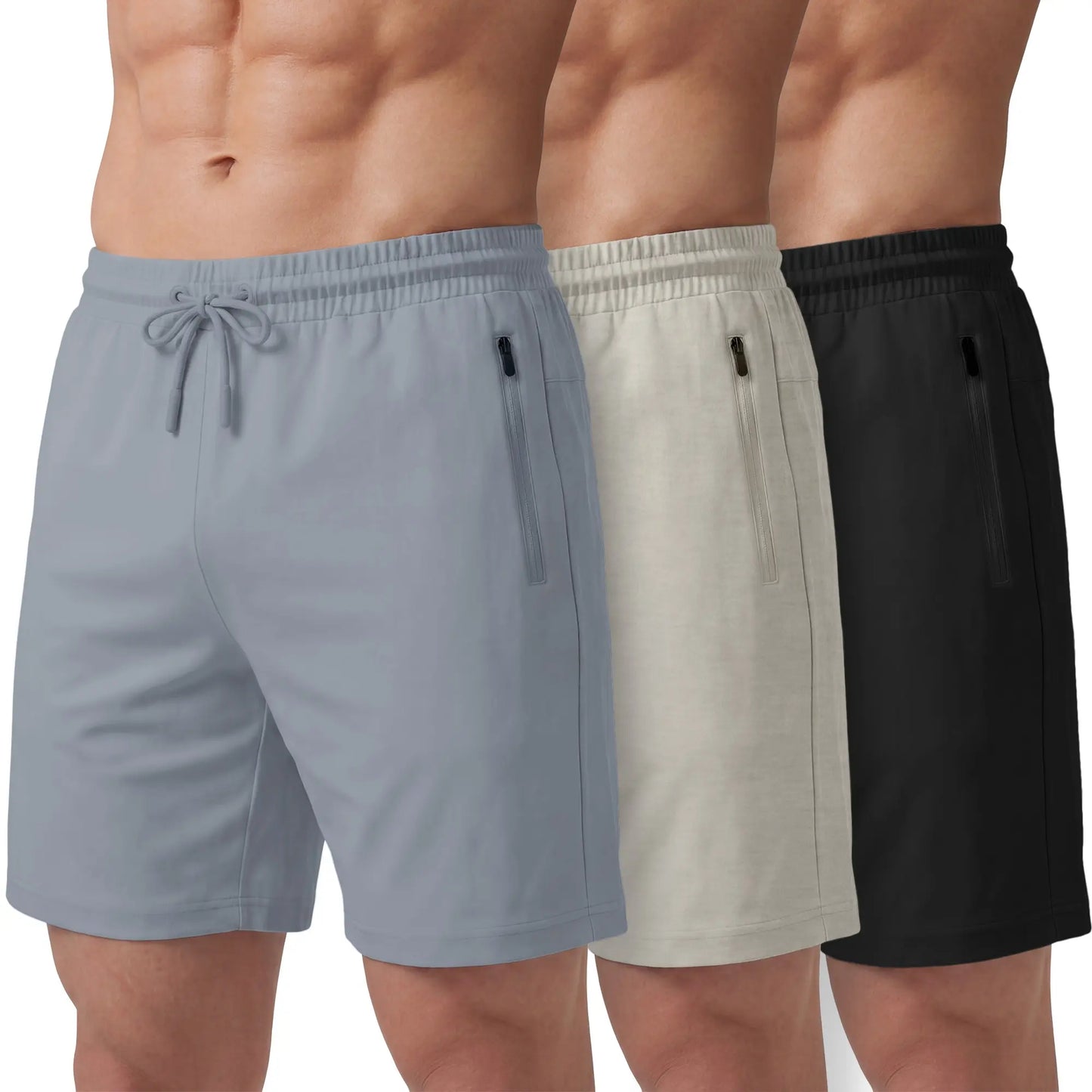 PURE CHAMP Men'S 3-Pack 8" Athletic Gym Shorts - Lightweight Breathable Workout Shorts, Quick-Dry Mens Shorts with Zipper Pockets, Comfortable 4-Way Stretch Fit, Durable Performance Fabric for Basketball & Gym, Athletic Short