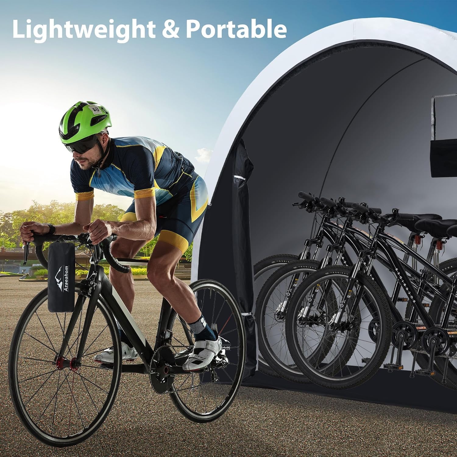 Bike Storage Shed Tent Waterproof Outdoor Side Access Portable XL | for Motorcycle Garden Tools Lawn Mower, Protects Bicycle, Compact Storage, Durable Water Resistant Material Outdoor Shelter