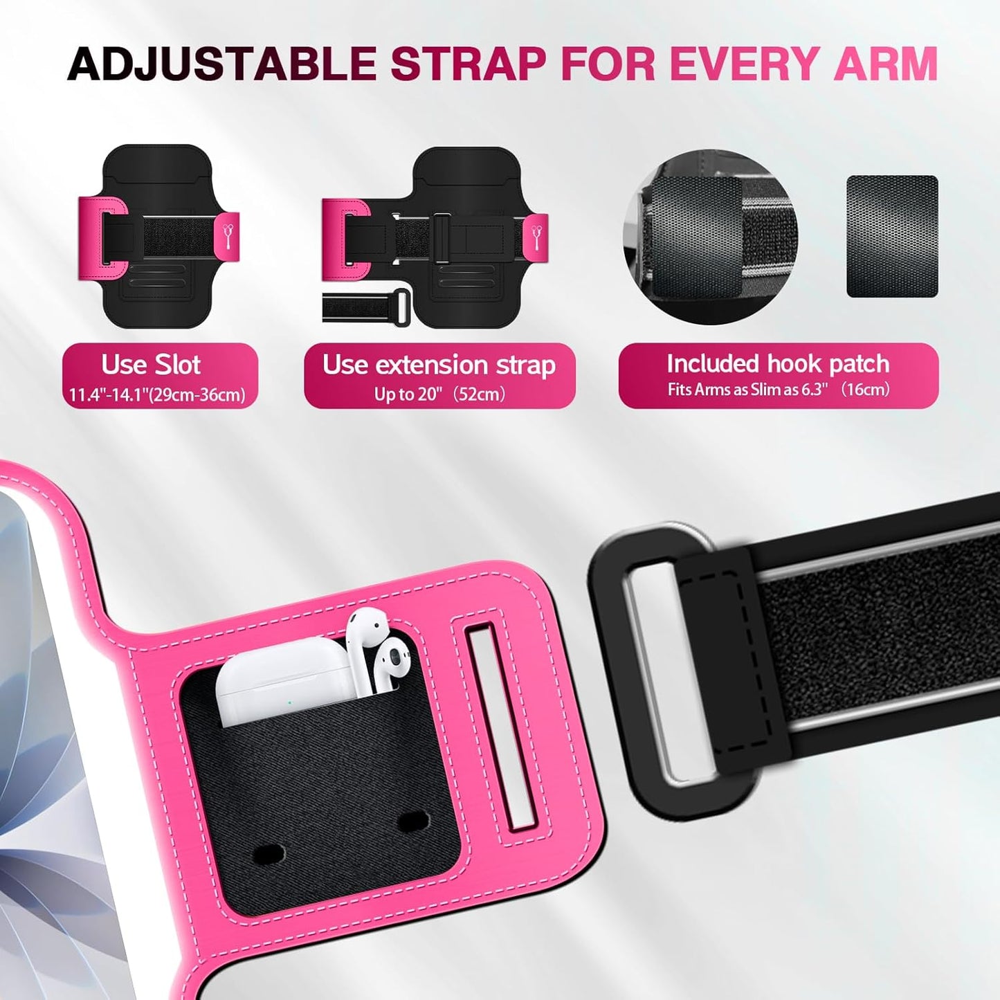 Running Armband Water Resistant Sports Phone Holder Case with Extension Strap,Card Slot up to 6.9" Phone for Iphone 17/16/15/14/13 plus Air Pro Max XR/XS