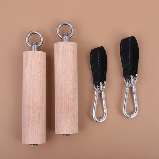 1 Pair Pull up Handle Wooden Grip Strengthener Exerciser Training Tools for Grip Strength Core Workout Rock Climbing Bouldering