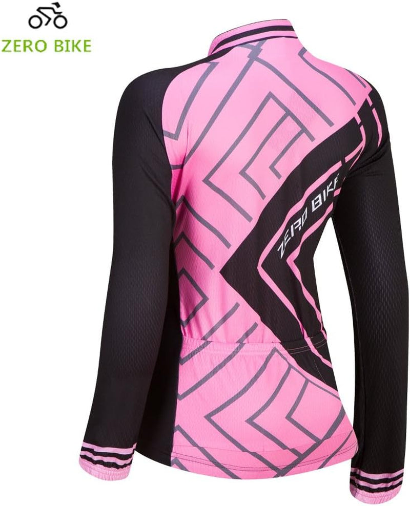 Cycling Jersey Women Long Sleeve Bike Shirts Jacket Breathable Bicycle Clothing Biker Tops Cyclist Apparel with Pockets
