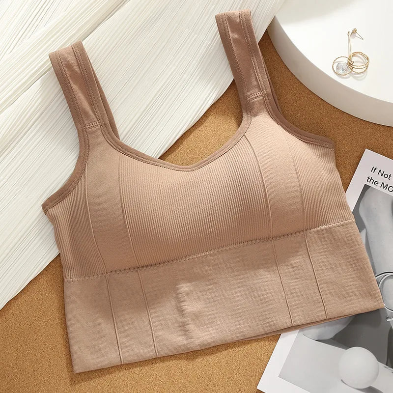 Women Seamless Sports Bra Breathable Fitness Crop Top Beautiful Back Push up Underwear Slim Elastic Sleeveless Vest