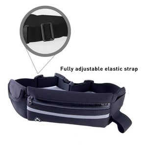 Sports running belt with water-resistant fanny pack - back view