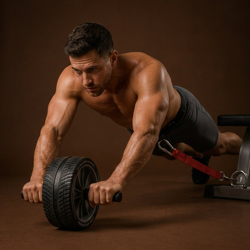 Man using lifting handles for full-body training
