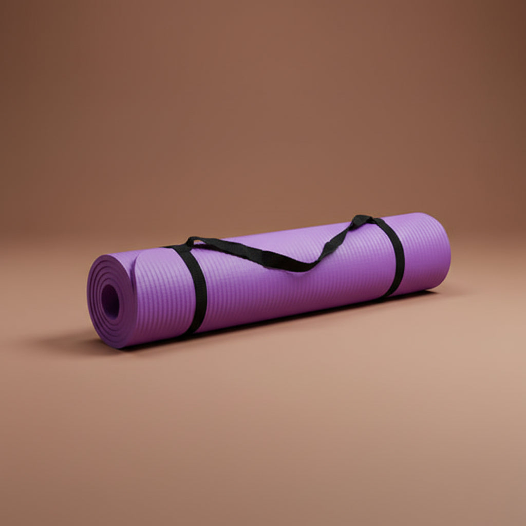 Large non-slip yoga and fitness mat - full product view purple