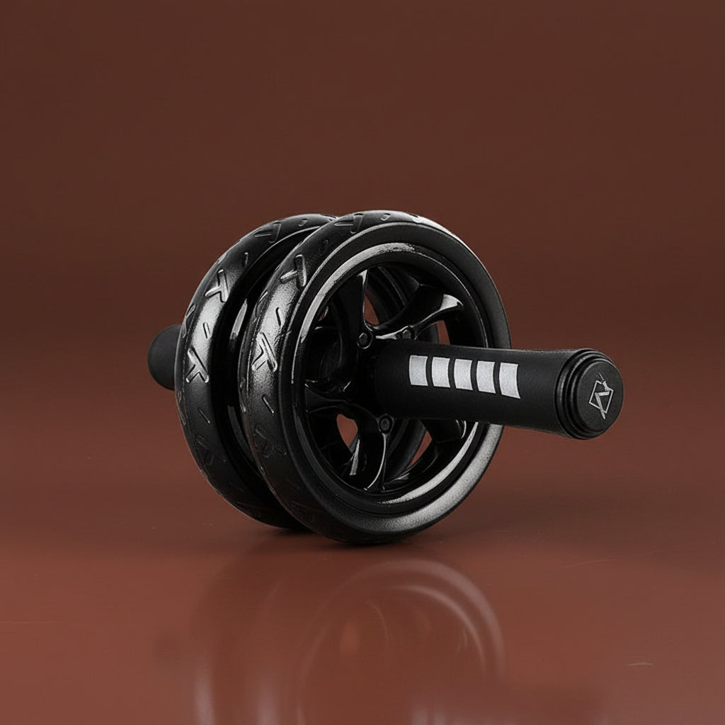 Close-up of double-wheel ab roller design